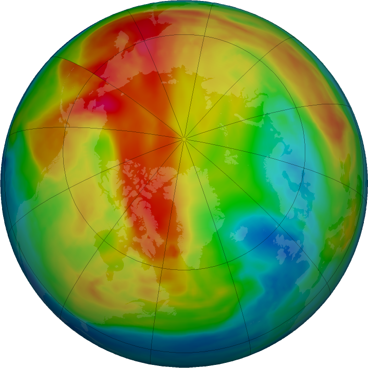 Arctic ozone map for 29 January 2017